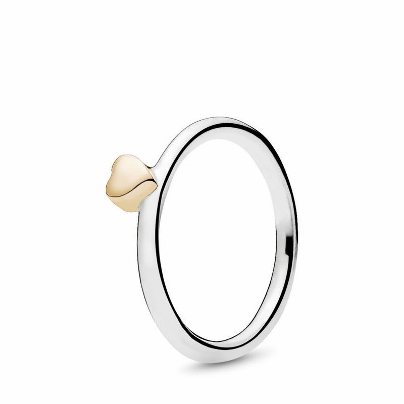 Pandora Australia Puzzle Heart Stackable Ring - Two Tone | CNUGXI572